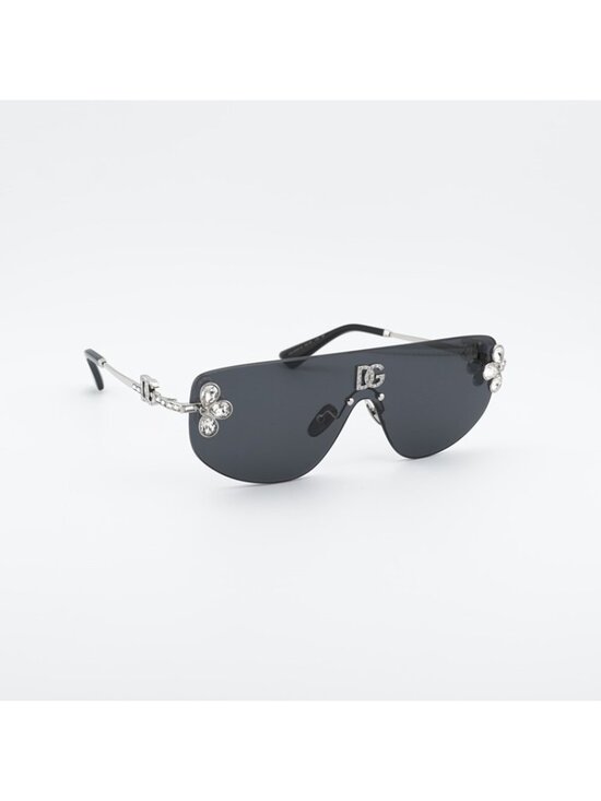 Dolce & Gabbana DG2333B 05/87 Sunglasses Silver with White Stone Shield Frame main image 10
